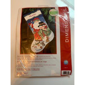 Dimensions #8714 Santa and Snowman cross Stitch Stocking 16” Year 2020